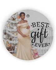 Pregnancy Black Girl Christmas Circle Ornament (Wood tile