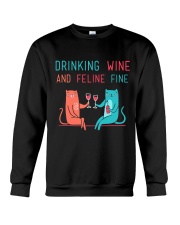 DRINK WINE FELINE FINE Crewneck Sweatshirt thumbnail