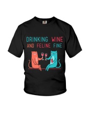 DRINK WINE FELINE FINE Youth T-Shirt thumbnail