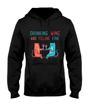 DRINK WINE FELINE FINE Hooded Sweatshirt thumbnail