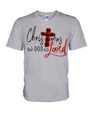 Christmas for god so loved V-Neck T-Shirt tile