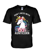 DON'T MESS WITH AUNTICORN YOU'LL GET SHANKED V-Neck T-Shirt thumbnail
