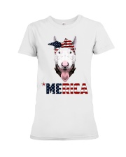 Bull-Terrier--With-Bandana-USA-FLAG Premium Fit Ladies Tee thumbnail