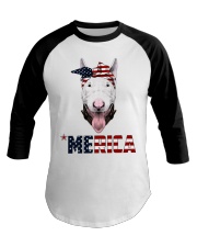 Bull-Terrier--With-Bandana-USA-FLAG Baseball Tee thumbnail