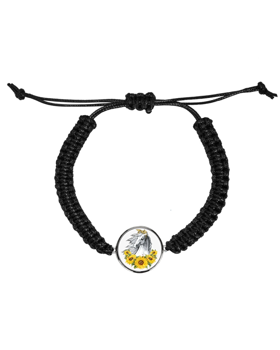 Horse Sunflower Cord Circle Bracelet