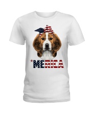 Beagle-With-Bandana-USA-FLAG Ladies T-Shirt thumbnail