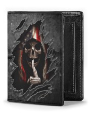 Skull Tattered Flag Men's Leather Wallet front