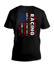 Racing Heartbeat US Flag V-Neck T-Shirt tile