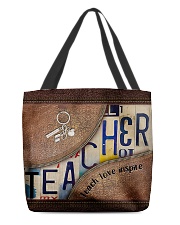 Teacher Teach Love Inspire Leather Pattern Print All-over Tote front