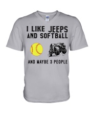 I-Like-Jeeps-And-Softball-And-Maybe-3-People V-Neck T-Shirt tile