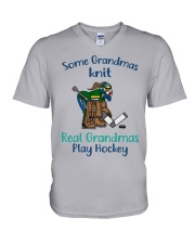 Some-Grandmas-knit-Real-Grandmas-Play-Hockey V-Neck T-Shirt tile