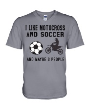 I-Like-Motocross-And-Soccer V-Neck T-Shirt tile