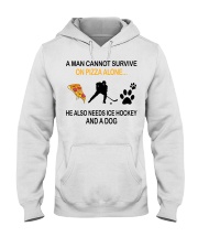 Hockey-Pizza-Dog Hooded Sweatshirt front