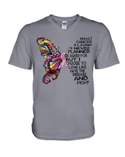 Breast-Cancer-butterfly V-Neck T-Shirt tile