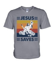 Hockey-Jesus-Saves V-Neck T-Shirt tile