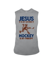 Jesus-is-my-savior-Hockey-is-my-Therapy Sleeveless Tee tile
