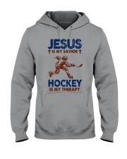 Jesus-is-my-savior-Hockey-is-my-Therapy Hooded Sweatshirt front
