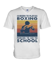 born-to-play-boxing-forced-to-go-to-chool V-Neck T-Shirt tile