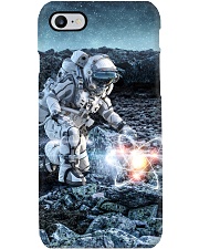 Astronaut in suit touching atom molecule Phone Case thumbnail