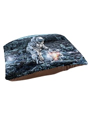 Astronaut in suit touching atom molecule Pet Bed - Small thumbnail