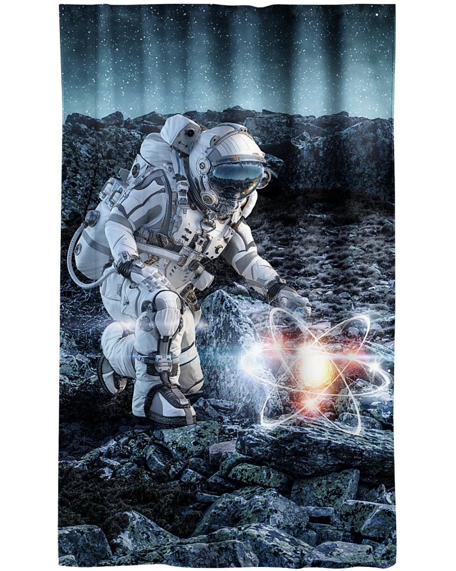 Astronaut in suit touching atom molecule Window Curtain - Blackout