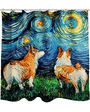 Smiling Corgi Night Canvas Shower Curtain thumbnail
