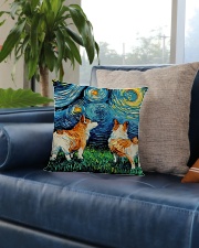 Smiling Corgi Night Canvas Square Pillowcase aos-pillow-square-front-lifestyle-02