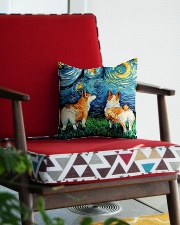 Smiling Corgi Night Canvas Square Pillowcase aos-pillow-square-front-lifestyle-09