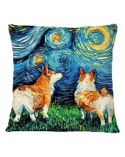 Smiling Corgi Night Canvas Square Pillowcase back