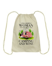I Like Camping And Wine Drawstring Bag thumbnail