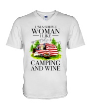 I Like Camping And Wine V-Neck T-Shirt thumbnail
