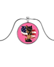 Cat Lover Antique Locket Collection with US Flag Metallic Circle Necklace thumbnail