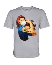 Nurse Strong Brown Hair V-Neck T-Shirt tile