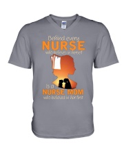 Behind Every Nurse Who Believes In Herself V-Neck T-Shirt tile