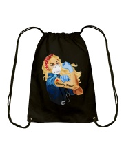 Strong Blonde Girl respiratory therapist Drawstring Bag tile