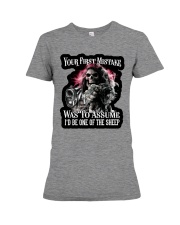 Skull Your First Mistake Assuming Me The Sheep Premium Fit Ladies Tee tile