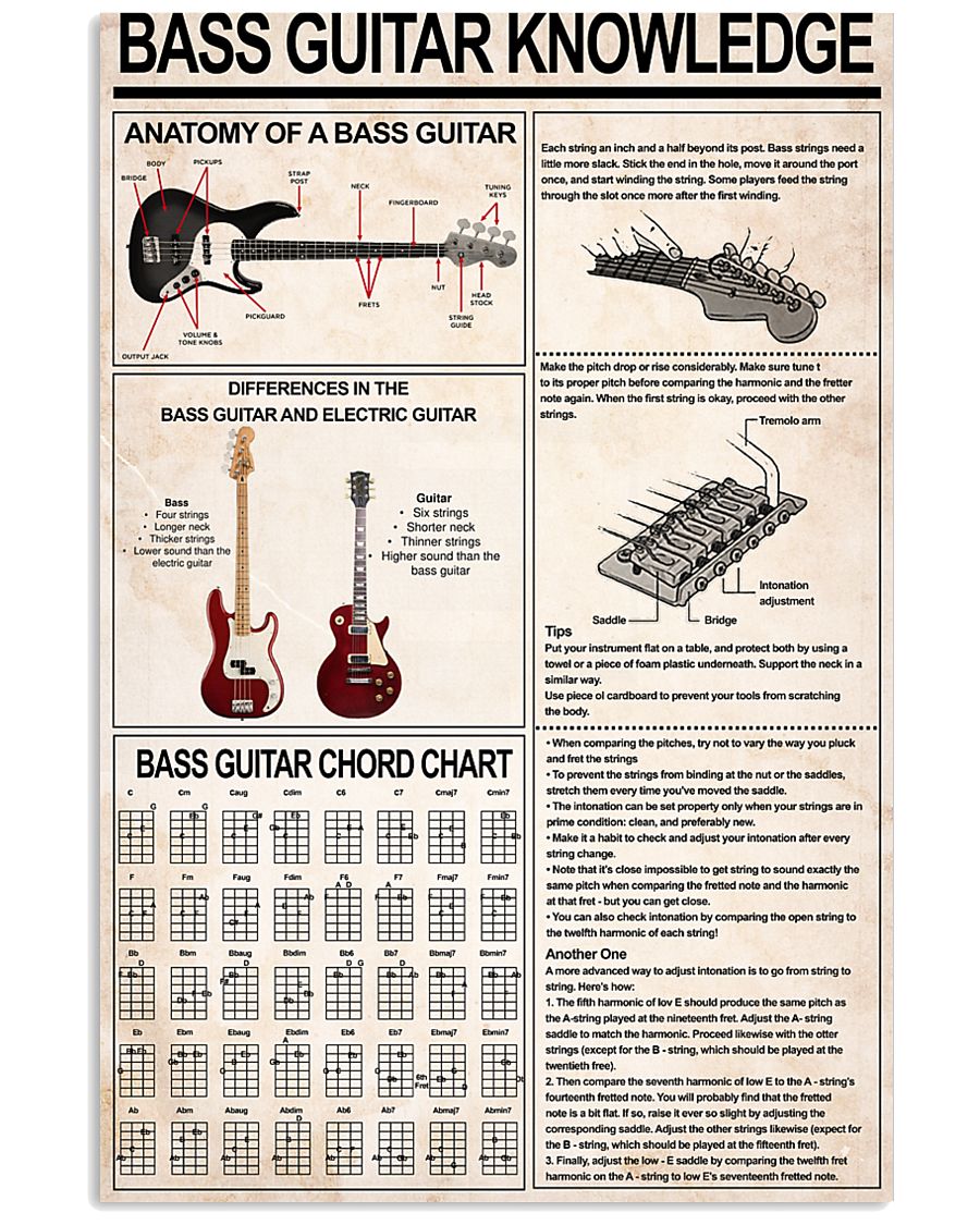 BASS GUITAR KNOWLEDGE 11x17 Poster