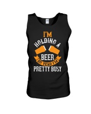 i'm holding a beer so yeah i'm pretty busy Unisex Tank tile