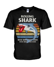 rolling shark V-Neck T-Shirt tile