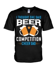 I thought she said beer competition cheer dad-01 V-Neck T-Shirt tile
