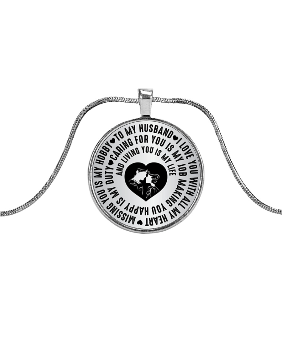 TO MY HUSBAND Metallic Circle Necklace