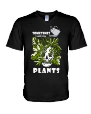 Sometimes I wet my plants V-Neck T-Shirt tile