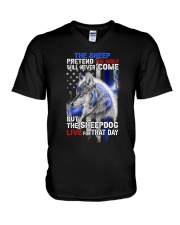 The sheep pretend the wolf V-Neck T-Shirt tile