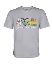 Peace Love Fabric V-Neck T-Shirt tile
