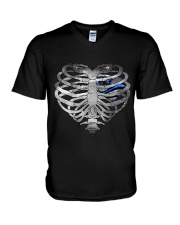 Blue line Halloween V-Neck T-Shirt tile