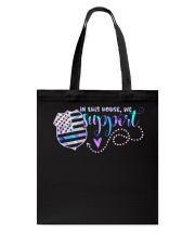 In this house we support blue line Tote Bag tile