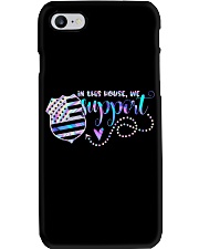 In this house we support blue line Phone Case tile