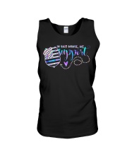 In this house we support blue line Unisex Tank tile