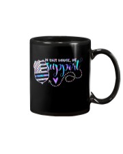In this house we support blue line Mug tile