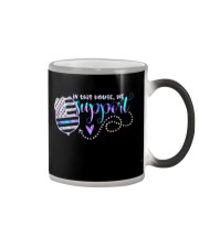 In this house we support blue line Color Changing Mug tile